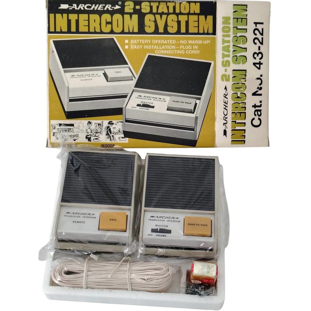 Archer 2 Station Intercom System 43-221 Home Battery Operated New Old Stock